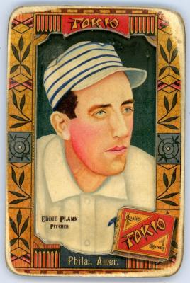 Picture, Helmar Brewing, Helmar Oasis Card # 125, Eddie PLANK (HOF), Striped cap, white uniform, Philadelphia Athletics